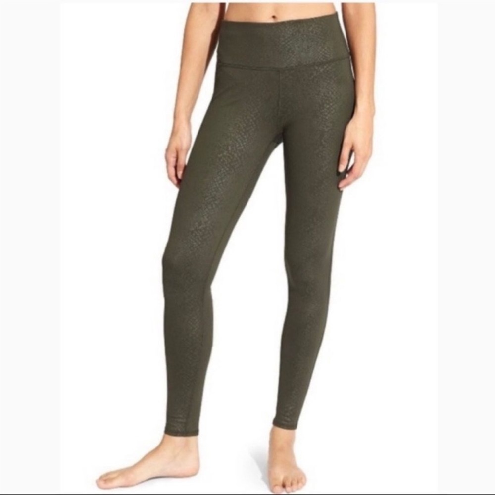 Athleta Army Green Snake Print Full Length Leggings Athletic Yoga Athleisure Lg